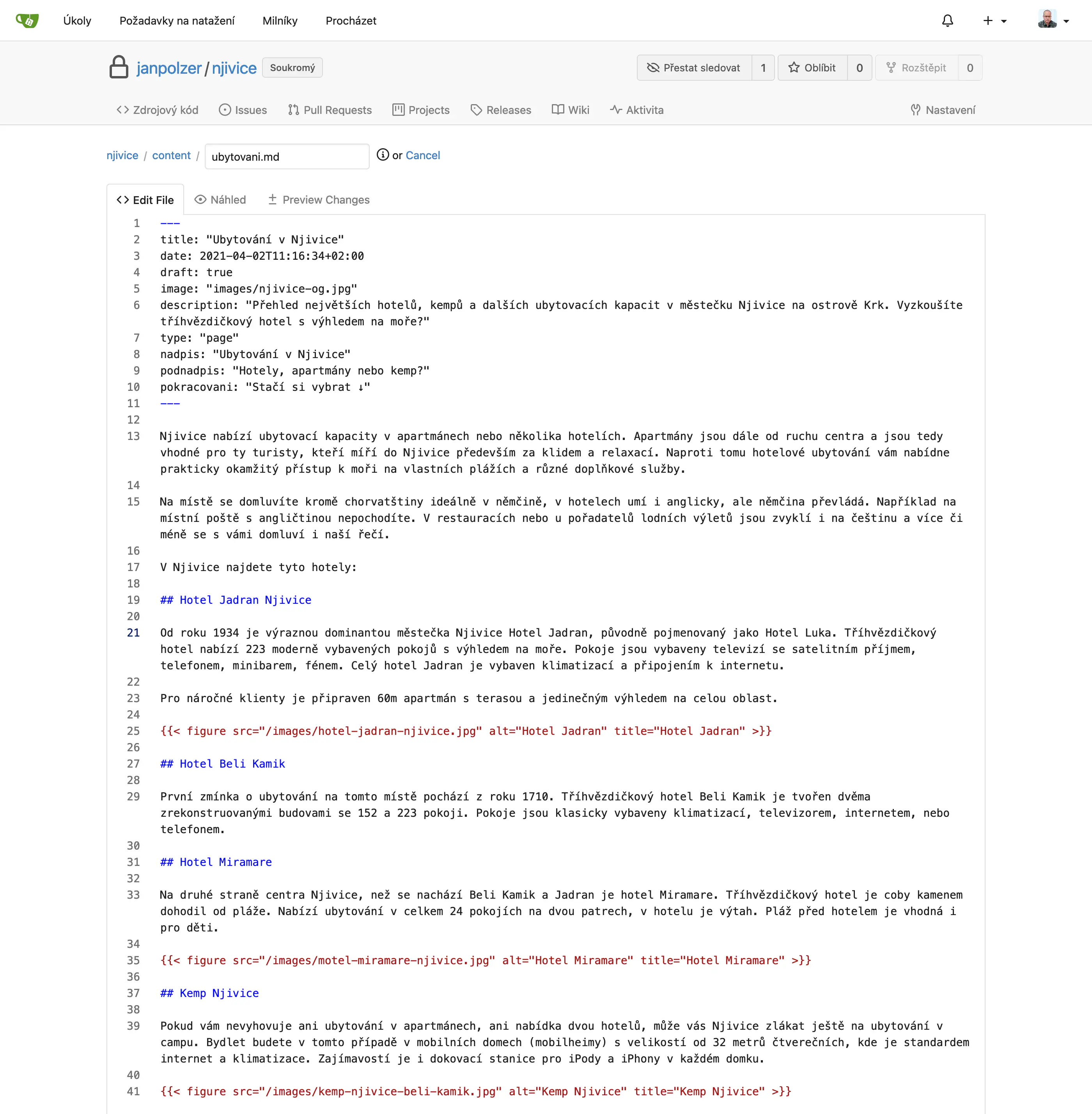Web editing Hugo