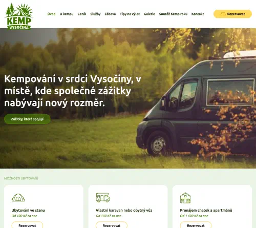 Realizace webu Camp Vysočina